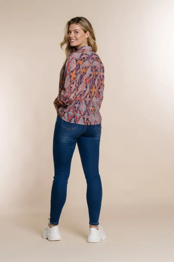 Vrouwen Geisha Fashion Geisha 7/8 Jog Jeans Zippers 21515-10 Mid Blue Denim
