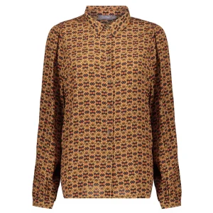 Vrouwen Geisha Fashion Geisha Blouse Ethnic Print Pofeffect Mouwen 23675-20 Camel