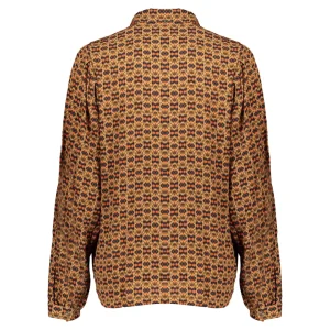 Vrouwen Geisha Fashion Geisha Blouse Ethnic Print Pofeffect Mouwen 23675-20 Camel