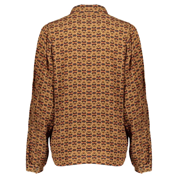 Vrouwen Geisha Fashion Geisha Blouse Ethnic Print Pofeffect Mouwen 23675-20 Camel