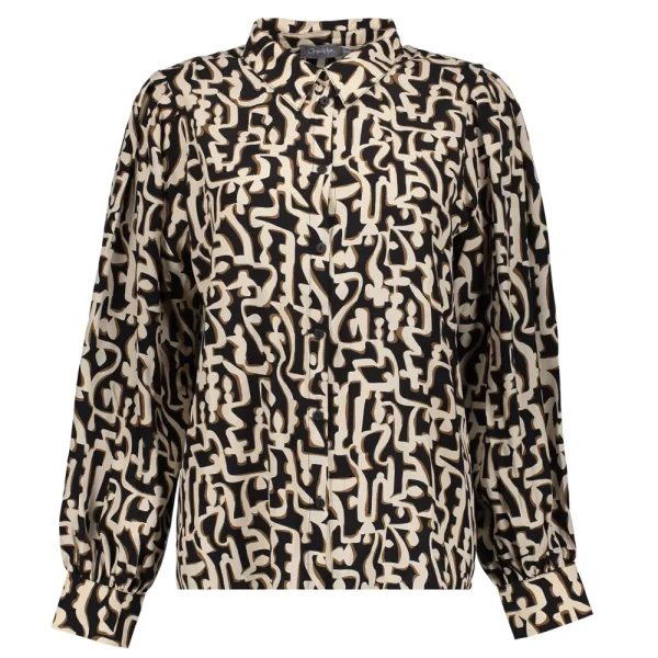 Vrouwen Geisha Fashion Geisha Blouse Grafische Ethnic Print 23610-20 Zwart