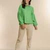 Vrouwen Geisha Fashion Geisha Blouse Raglan/Balloon Sleeves 23550-81 Groen