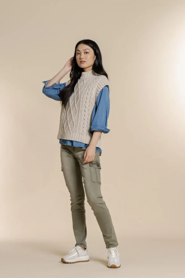 Vrouwen Geisha Fashion Geisha Cargo Jog Denim Jeans 21724-10 Army