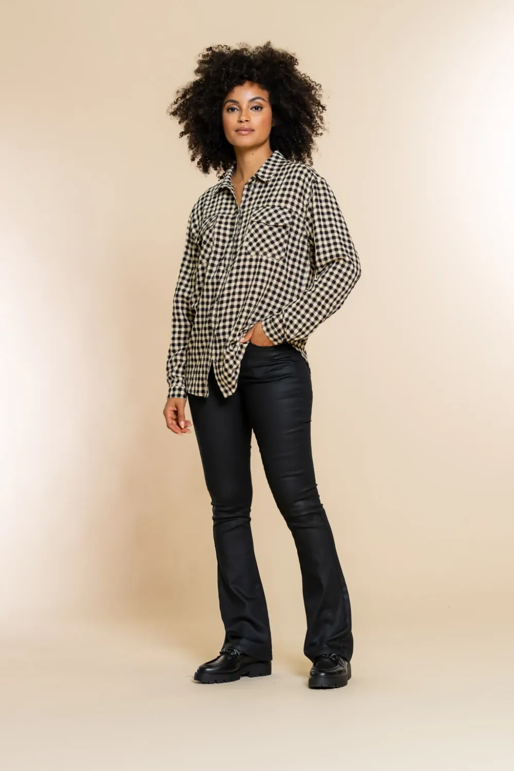 geisha_checkered_blouse__0.webp Vrouwen Geisha Fashion Geisha Checkered Blouse 23578-26 Zwart
