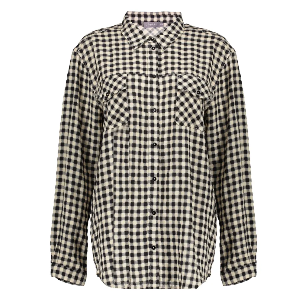 geisha_checkered_blouse__1.webp Vrouwen Geisha Fashion Geisha Checkered Blouse 23578-26 Zwart