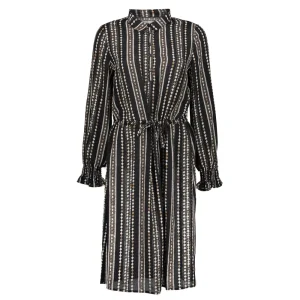 Vrouwen Geisha Fashion Geisha Chiffon Jurk Geometric Print 07838-99 Zwart