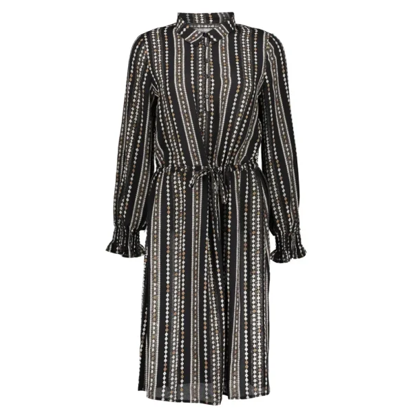 Vrouwen Geisha Fashion Geisha Chiffon Jurk Geometric Print 07838-99 Zwart