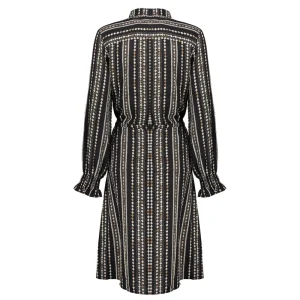 Vrouwen Geisha Fashion Geisha Chiffon Jurk Geometric Print 07838-99 Zwart