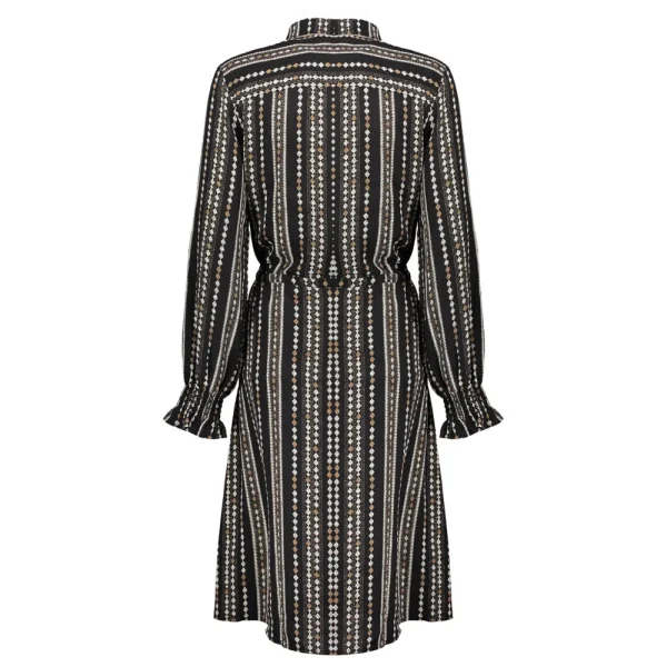 Vrouwen Geisha Fashion Geisha Chiffon Jurk Geometric Print 07838-99 Zwart
