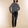Vrouwen Geisha Fashion Geisha Chiffon Mesh Top Stippenprint 23642-20 Grijs