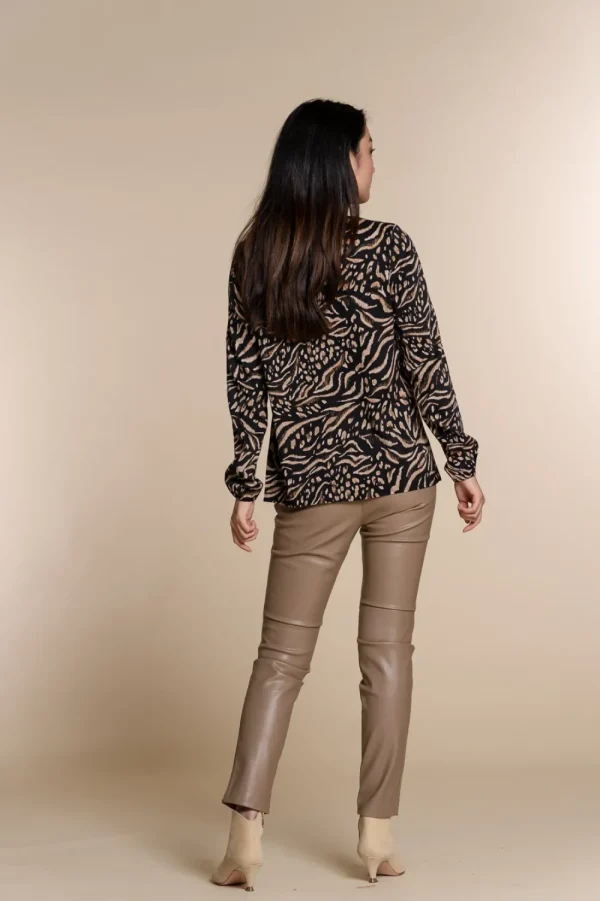 Vrouwen Geisha Fashion Geisha Chique Pu Broek 01849-19 Dark Sand