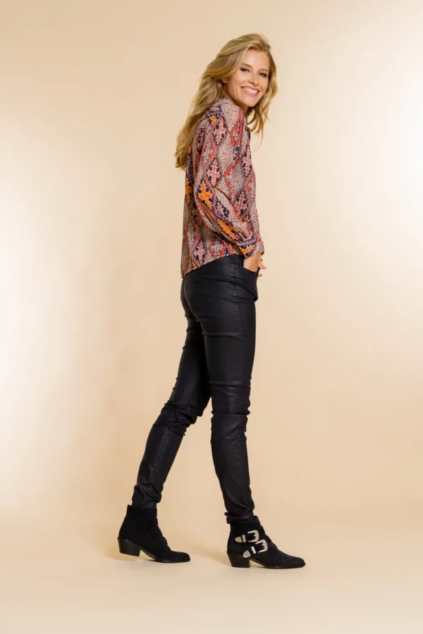 Vrouwen Geisha Fashion Geisha Coated Jog Slim Fit Jeans 21502-10 Zwart