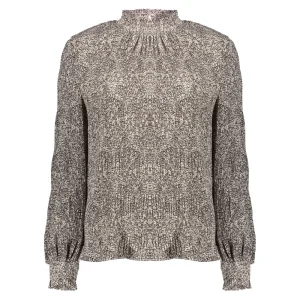 Vrouwen Geisha Fashion Geisha Crinckle Top Graphic Print Smock 23671-14 Sand