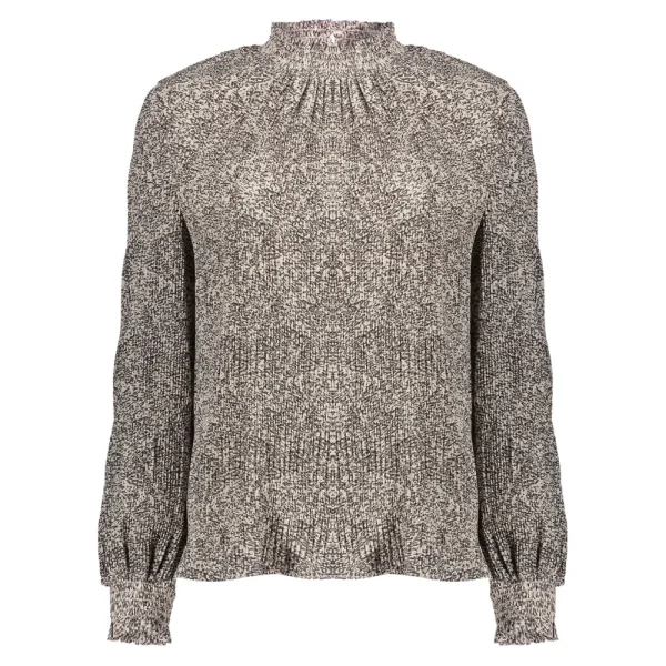 Vrouwen Geisha Fashion Geisha Crinckle Top Graphic Print Smock 23671-14 Sand