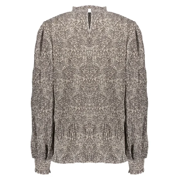 Vrouwen Geisha Fashion Geisha Crinckle Top Graphic Print Smock 23671-14 Sand
