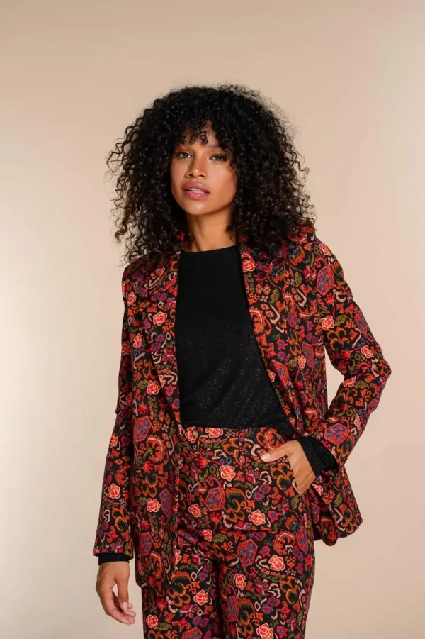 Vrouwen Geisha Fashion Geisha Dames Blazer Met Bloemenprint 35547-32 Zwart