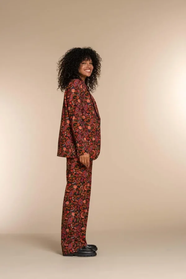 Vrouwen Geisha Fashion Geisha Dames Blazer Met Bloemenprint 35547-32 Zwart