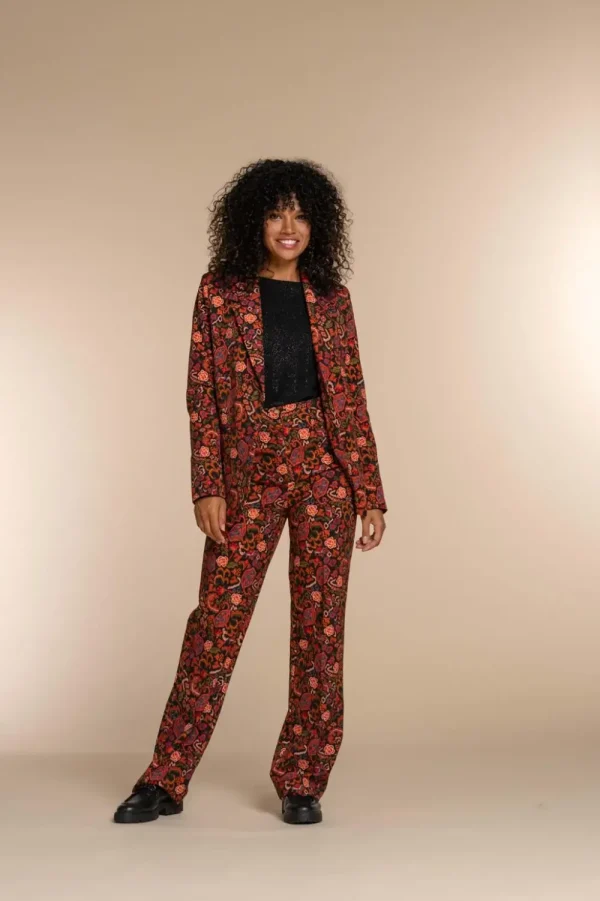 Vrouwen Geisha Fashion Geisha Dames Blazer Met Bloemenprint 35547-32 Zwart