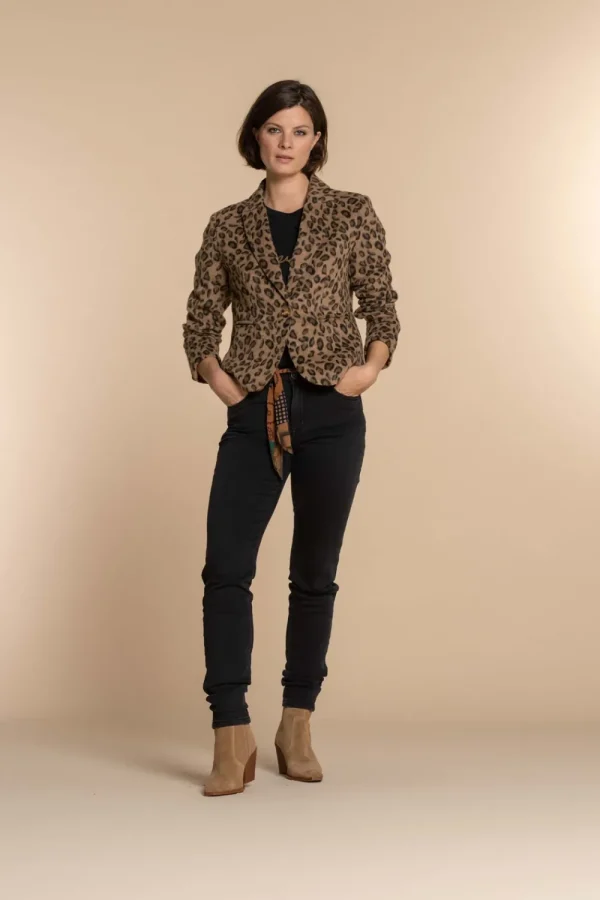 Vrouwen Geisha Fashion Geisha Dames Blazer Met Panter Print 35517-10 Beige