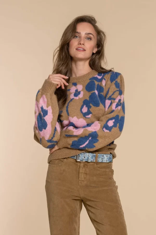 Vrouwen Geisha Fashion Geisha Dames Bloemen Print Trui 34536-99 Light Sand