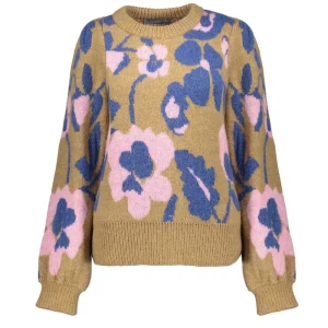 Vrouwen Geisha Fashion Geisha Dames Bloemen Print Trui 34536-99 Light Sand