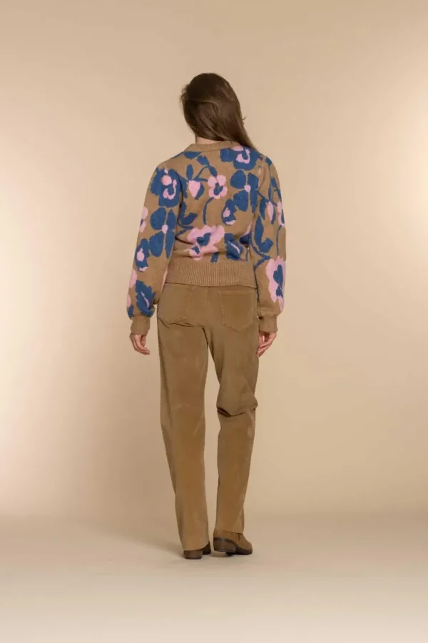 Vrouwen Geisha Fashion Geisha Dames Bloemen Print Trui 34536-99 Light Sand