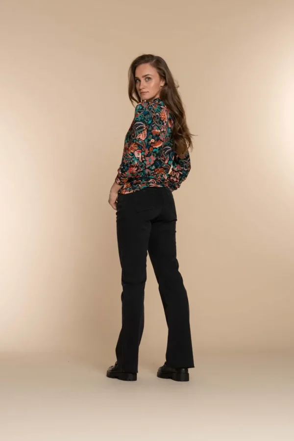 Vrouwen Geisha Fashion Geisha Dames Bloemen Print Top 32652-20 Zwart
