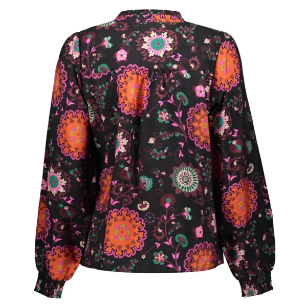 Vrouwen Geisha Fashion Geisha Dames Bloemen Print Blouse 33691-20 Zwart