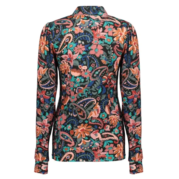 Vrouwen Geisha Fashion Geisha Dames Bloemen Print Top 32652-20 Zwart