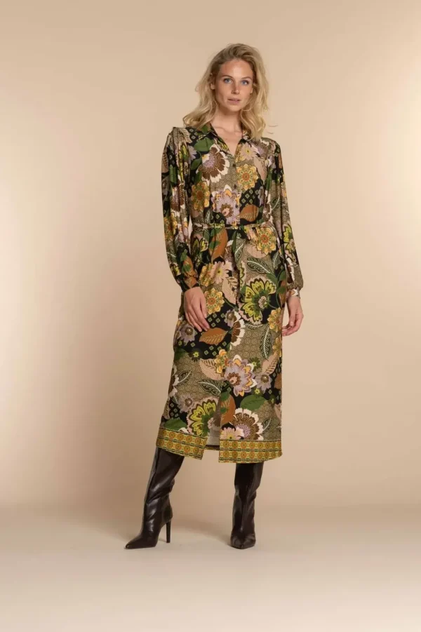 Vrouwen Geisha Fashion Geisha Dames Blouse Jurk Met Bloemen Print 37602-20 Zwart