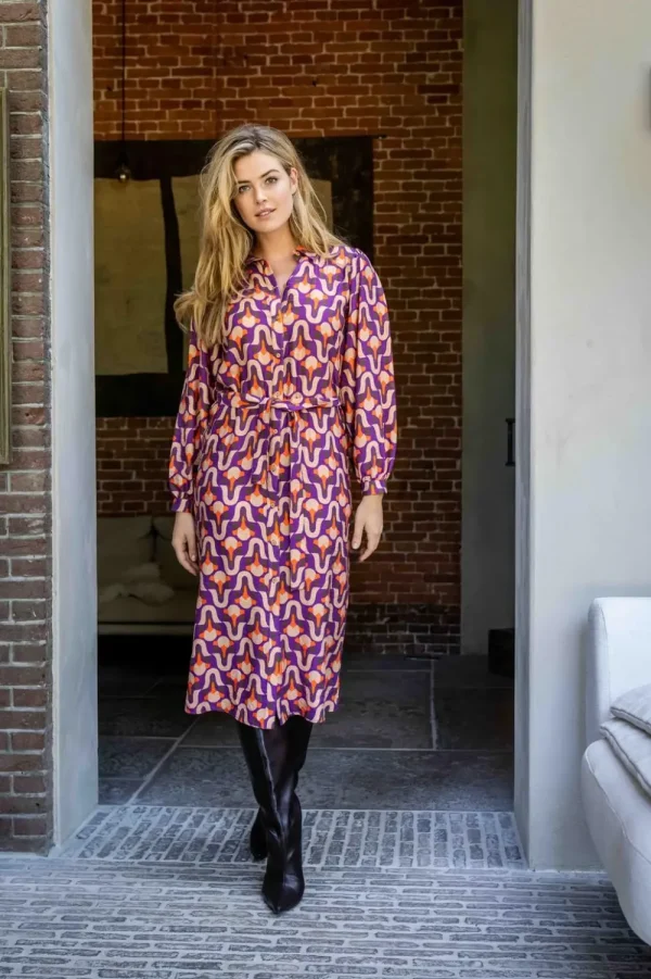 Vrouwen Geisha Fashion Geisha Dames Blouse Jurk Met Vintage Print 37620-20 Paars