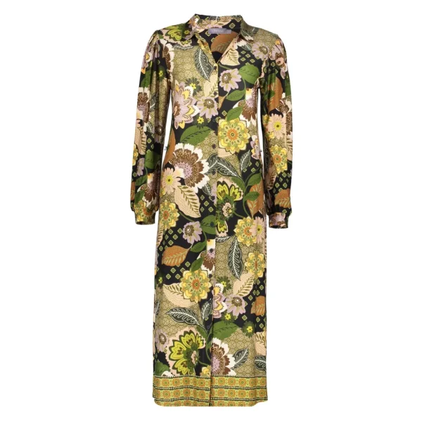 Vrouwen Geisha Fashion Geisha Dames Blouse Jurk Met Bloemen Print 37602-20 Zwart