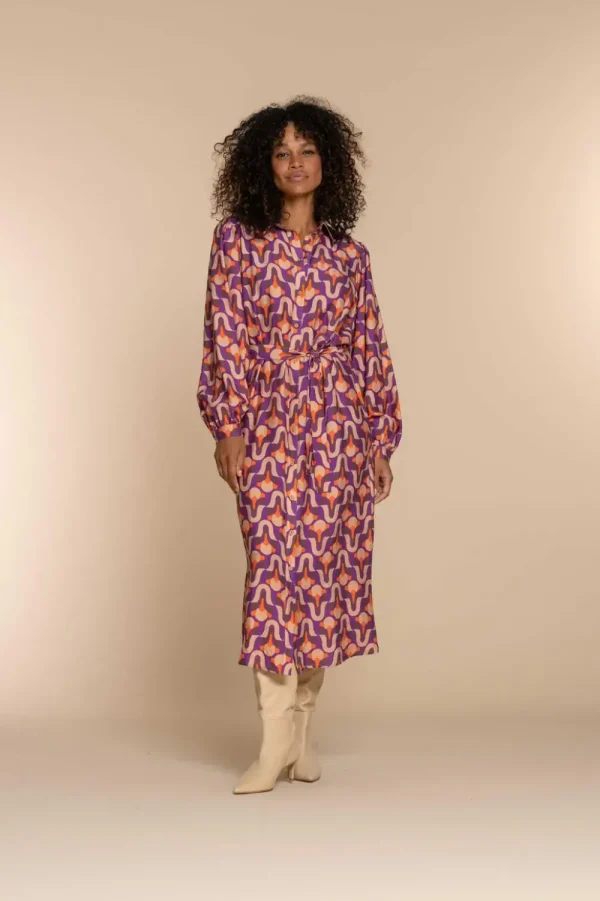 Vrouwen Geisha Fashion Geisha Dames Blouse Jurk Met Vintage Print 37620-20 Paars