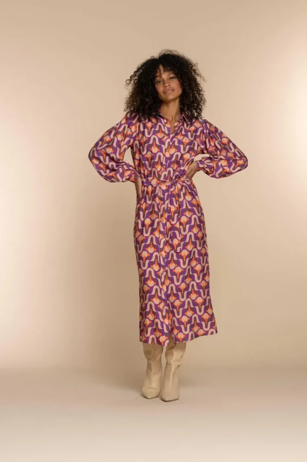Vrouwen Geisha Fashion Geisha Dames Blouse Jurk Met Vintage Print 37620-20 Paars