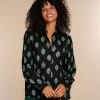 Vrouwen Geisha Fashion Geisha Dames Blouse Met Bloemenprint 33873-21 Zwart