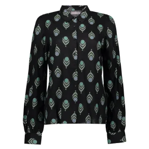 Vrouwen Geisha Fashion Geisha Dames Blouse Met Bloemenprint 33873-21 Zwart