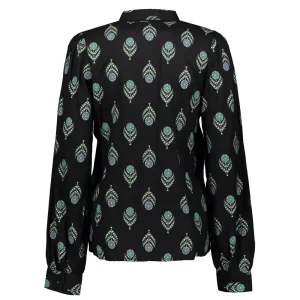 Vrouwen Geisha Fashion Geisha Dames Blouse Met Bloemenprint 33873-21 Zwart