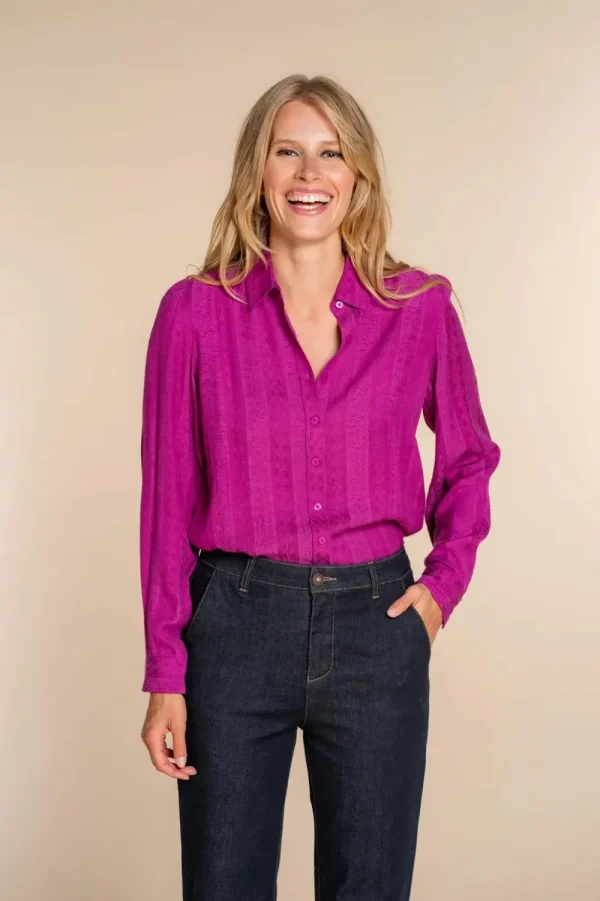 Vrouwen Geisha Fashion Geisha Dames Blouse Met Dessin 33880-85 Fuchsia