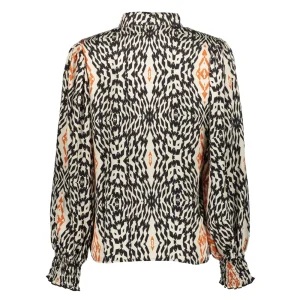 Vrouwen Geisha Fashion Geisha Dames Blouse Met Ikat Print 33641-20 Sand