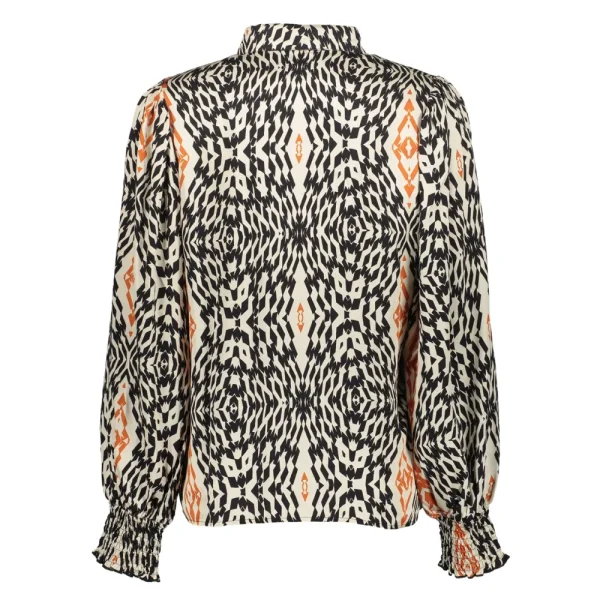 Vrouwen Geisha Fashion Geisha Dames Blouse Met Ikat Print 33641-20 Sand