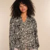Vrouwen Geisha Fashion Geisha Dames Blouse Met Print 33870-21 Zwart