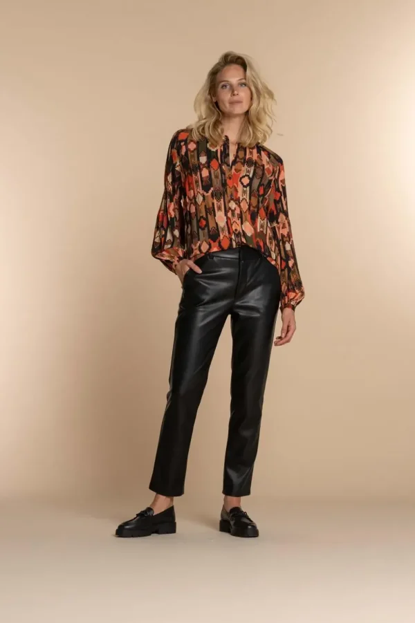 Vrouwen Geisha Fashion Geisha Dames Blouse Met Print 33677-20 Zwart