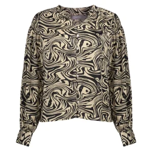 Vrouwen Geisha Fashion Geisha Dames Blouse Met Print 33870-21 Zwart