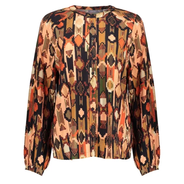 Vrouwen Geisha Fashion Geisha Dames Blouse Met Print 33677-20 Zwart