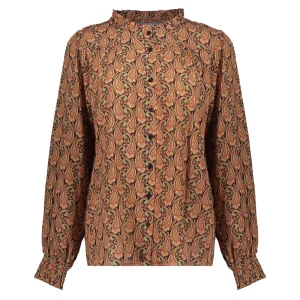 Vrouwen Geisha Fashion Geisha Dames Blouse Met Paisley Print 33957-20 Zwart