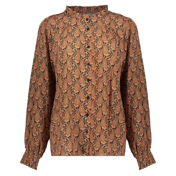 Vrouwen Geisha Fashion Geisha Dames Blouse Met Paisley Print 33957-20 Zwart