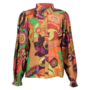 Vrouwen Geisha Fashion Geisha Dames Blouse Met Print 33692-20 Camel