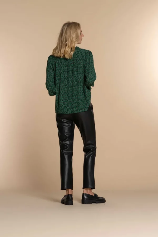 Vrouwen Geisha Fashion Geisha Dames Blouse Met Print 33630-20 Emerald