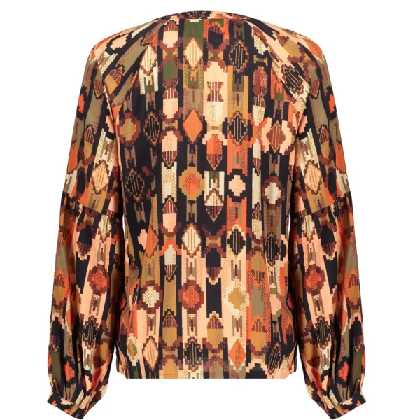 Vrouwen Geisha Fashion Geisha Dames Blouse Met Print 33677-20 Zwart