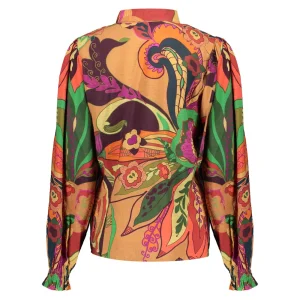 Vrouwen Geisha Fashion Geisha Dames Blouse Met Print 33692-20 Camel